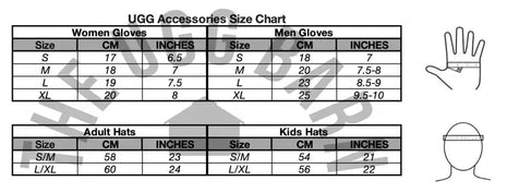 UGG Accessories, Gloves, Hats Size Guide Chart