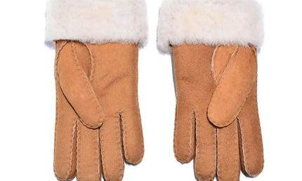 Auzland UGG, Women Leather Suede Button Gloves, Wool Lining - UGG Comfort Me